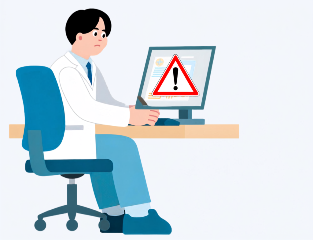 Practice manager reviewing a suspicious patient portal message on a computer